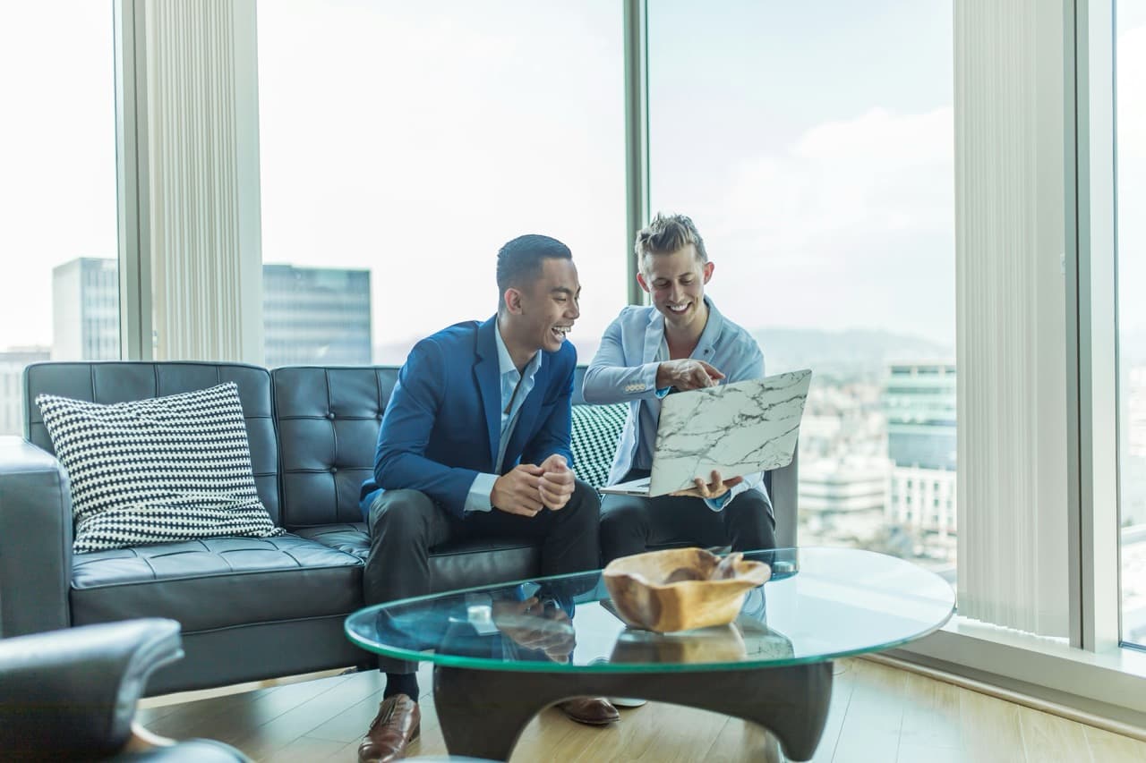 Professional real estate agents working together